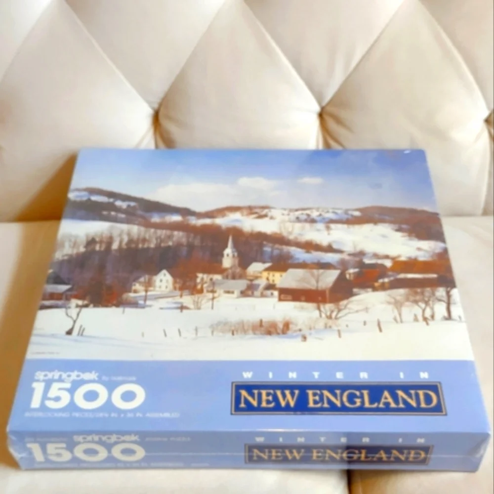Vintage Springbok 1500 Piece Puzzle Winter In New England Hallmark Sealed